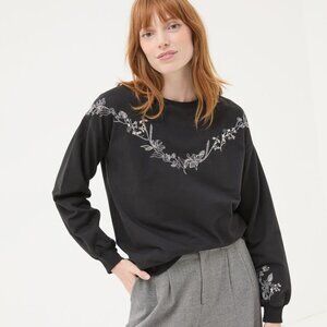 NWOT Fatface Black Embroidered Sweatshirt / US8 UK12